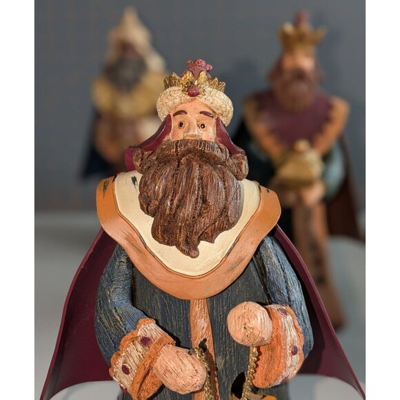 Nativity Set w/ Holy Family 3 Wise Men & Camel Wood/Metal/Ceramic Rustic - Picture 8 of 16